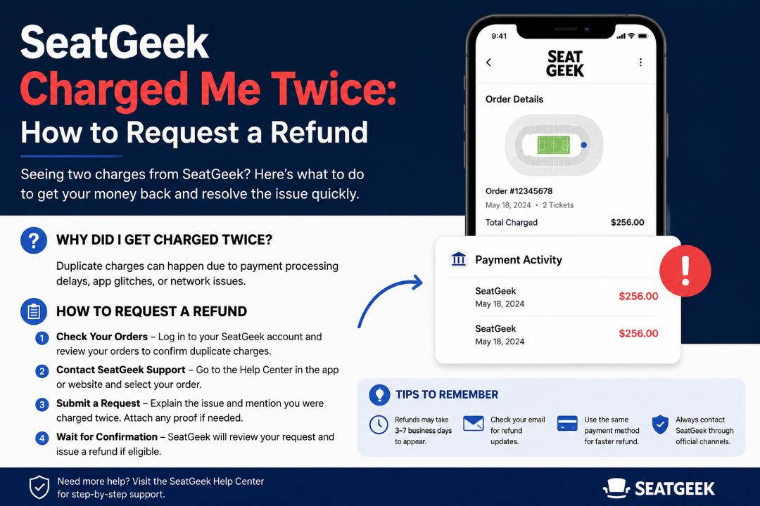 SeatGeek Charged Me Twice: How to Request a Refund